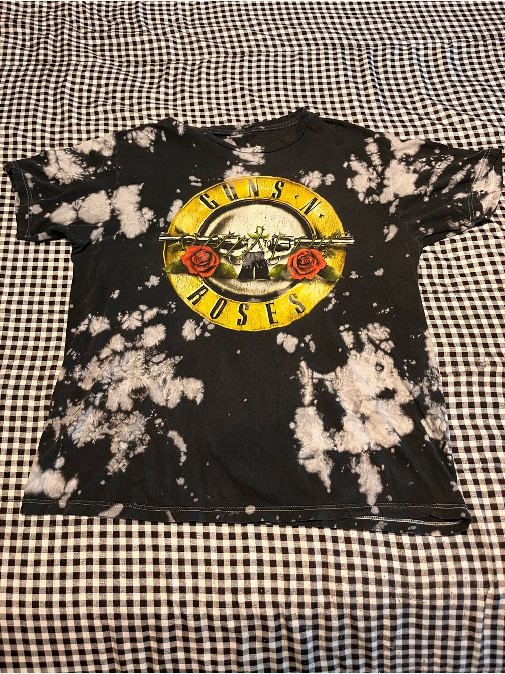 Vintage Bravado Black & White Tie-Dye Guns N' Roses Logo Tee